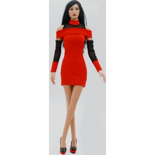 1/6 Scale Female Soldier Clothes Model Red Bag Hip Dress Suitable for 12' Movable Doll Model Soldier Accessory Model
