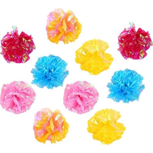 10PCS Cat Toy Crinkle Ball Interactive Cat Mylar Crinkle Ball Ring Paper Sound Toy for Kitten Playing Pet Cat Products Supplies