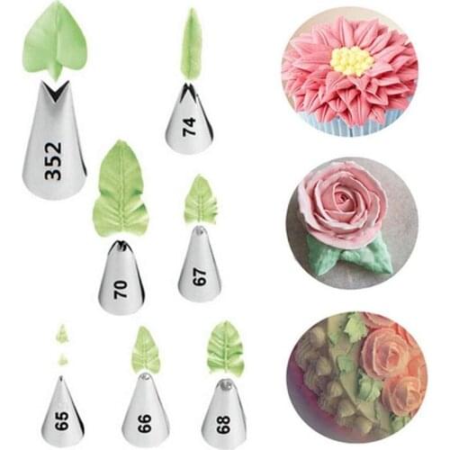 7Styles Leaves Cream Stainless Steel Icing Piping Leaf Nozzles Tips Cake Cream Decorating Cupcake Pastry Cake Tools