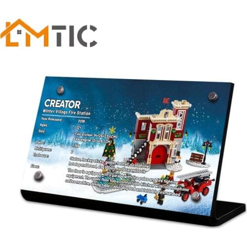 Acrylic display card for 10263 model creator winter village fire station bouquet brick building block toy