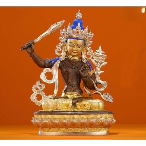Asia Nepal Tibet HOME temple High grade Buddha statue bless safe healty good luck Gilding Bodhisattva Manjusri Guan yin buddha