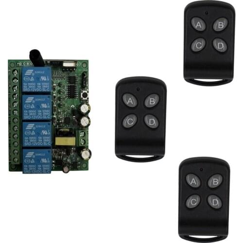 AC 220V 4CH 4 CH Wireless Remote Control Switch System Wireless Light Switch Relay Module Radio Receiver Transmitter 315/433Mhz