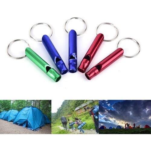 5pcs/pack Fashion Alloy Aluminum Emergency Survival Whistle Outdoor Camping Hiking Keychain