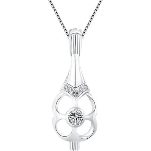 CLUCI 3pcs Silver 925 Lucky Four Leaf Clover Shaped Women Charms Pendant 925 Sterling Silver Wish Pearl Locket SC091SB