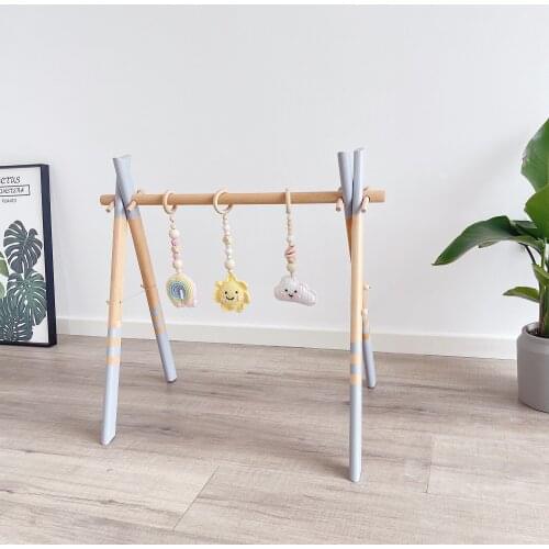 Color Decoration Stroller And Childrens Room Opp Bag Packaging Four-piece Rattle Baby Room Decoration Wooden Pendant Toy