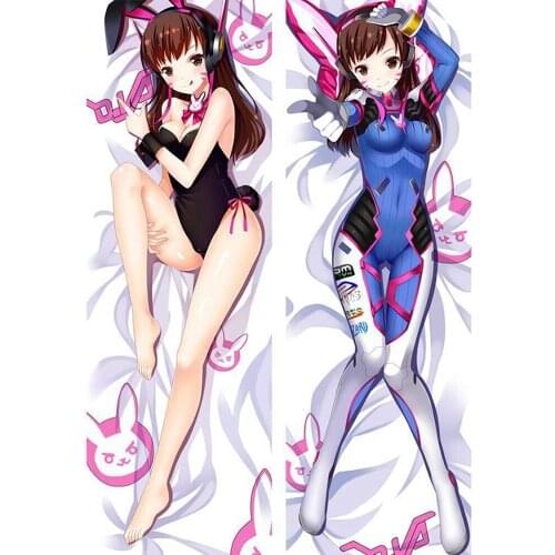 Decorative Japanese Sexy Girl Anime Cosplay D.VA OW Game Throw Otaku Dakimakura Gifts Bedding Hugging Body Pillow Case 150x50 CM