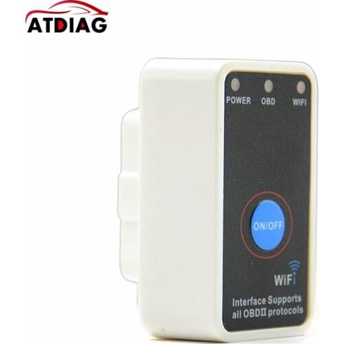 White OBD2 V2.1 Super Mini ELM327 Wifi ELM 327 OBD ii CAN-BUS Diagnostic Tool+Switch Works on Android Free Shipping