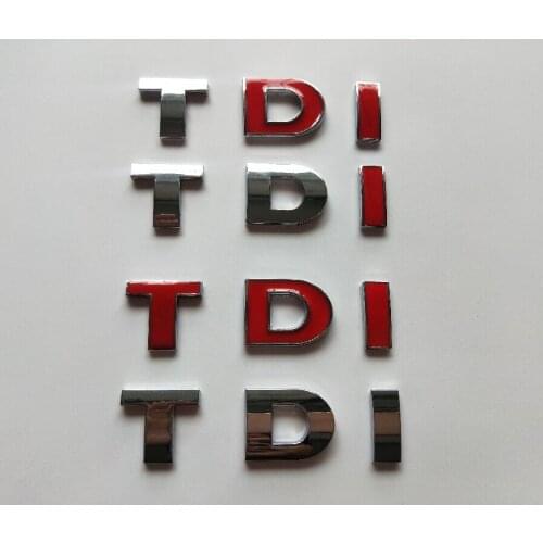 Chrome Red Letters T D I TDI Modification Emblems Badges Emblem Badge for Volkswagen Golf Polo MAGOTAN Passat Scirocco