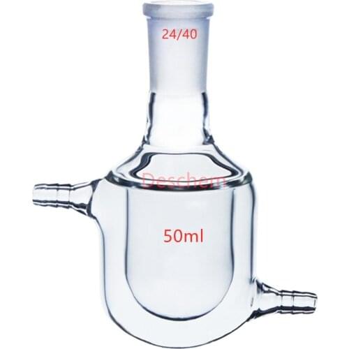 50ml,24/40,Single Neck,Jacketed Glass Flask,1-Neck Reaction Bottle,Lab Chemistry Reactor Vessel