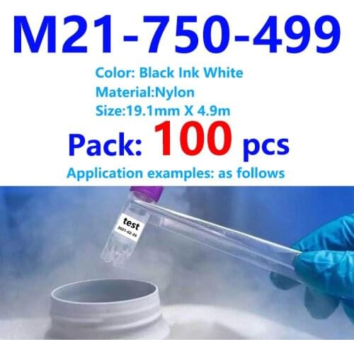 100 pack M21 750 499 TOP quality Nylon Cloth Label Tape 19.1mm*6.4m Black On White for bmp21 plus BMP21-Plus BMP21-LAB BMP21 plu