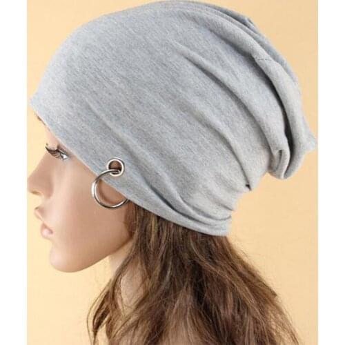 Miaolingfangxin 2020 Fashion Iron Ring Women Hat Unisex Knitted Hat For Women Man Cap Knitting Skullies Beanies Female Caps