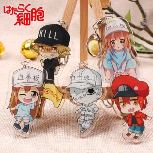 Cells at Work Fashion Anime Acrylic Key Chains Cartoon Keyring Car Keychain Pendant Keyholder Unisex Birthday Gifts NEW