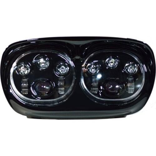 5-3/4" Black Chrome Motorcycle LED Projector Dual LED Headlight for 2004~2013 Road Glide 5.75inch LED Headlight