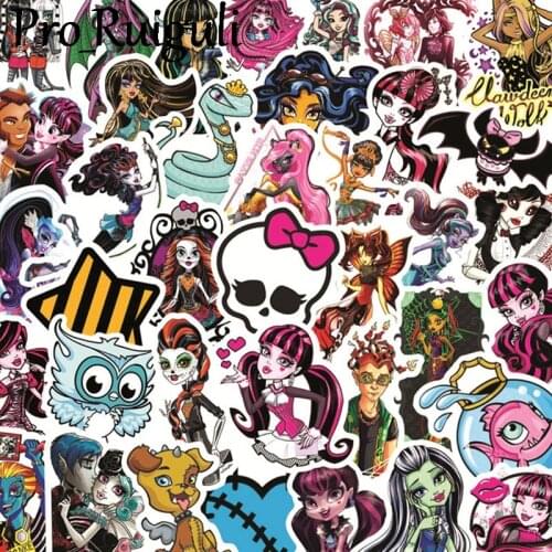 50pcs Monster High Scrapbooking Stickers Packs Waterproof Skateboard Luggage Motorcycle Guitar Graffiti Kids decals pasters gift