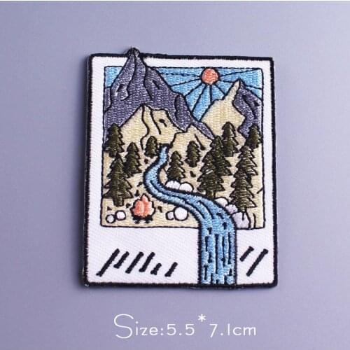 Outdoor Travel Patch Alien Embroidered Patches For Clothing Cartoon Anime Patches For Clothes Stripe Appliques For DIY T-shirt