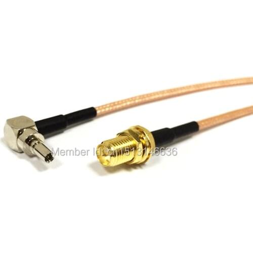 New 3G antenna extension cable RP SMA bulkhead nut to CRC9 right angle RG316 Coaxial Cable Pigtail 15CM 6inch