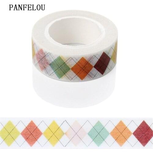 PANFELOU 1.5CMx10M Colored squares Dividing Stickers border masking adhesive paper washi tape DIY Scrapbooking Hand account