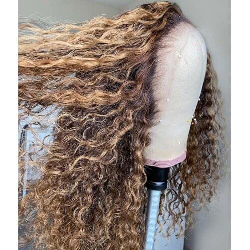 Hairmoda 1B/27 Blonde Brazilian Kinky Curly Lace Front Human Hair Wigs Transparent Lace Frontal Wigs Human Hair Wigs