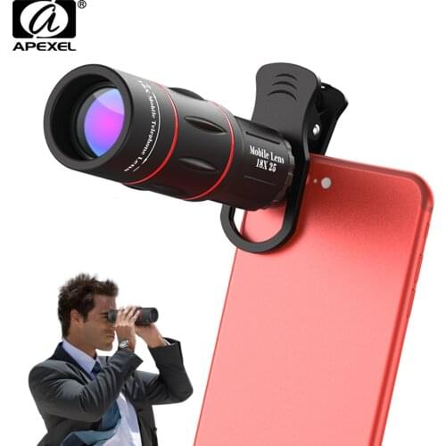 APEXEL Professional 18x25 Monocular Zoom HD Optical Phone Lens 18X Telephoto Lens With Tripod For iPhone Samsung Smartphones