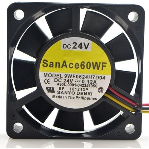 Sanyo 9WF0624H7D04 SAN AC 60 WF 6015 60MM Server Fan DC24V 0.12A 60*60*15MM Cooling fan For Server Case 3PIN