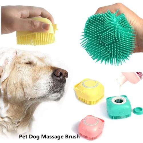 Pet Dog Shampoo Brush 2.7oz/80ml Cat Massage Comb Grooming Scrubber Brush for Bathing Short Hair Soft Silicone Rubber Brushes