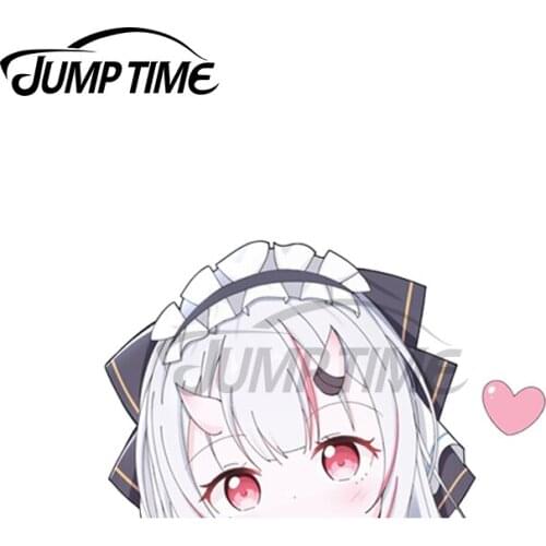 Jump Time 13 x 8cm For Nakiri Ayame Peeker Motor Kawii Car Stickers Personality Decal Creative Sticker Occlusion Scratch Decor