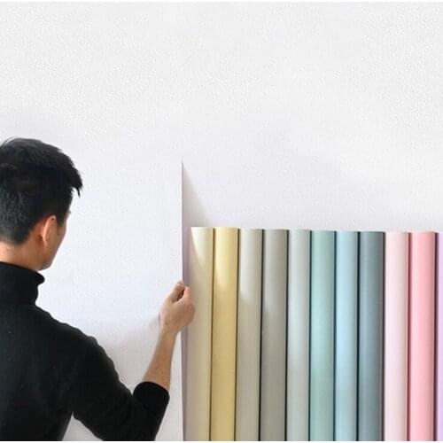 WOKHOME Solid Color Vinyl Self-adhesive Wallpaper Waterproof Contact Paper Wall Sticker Film Wall Papers In Rolls Home Decor