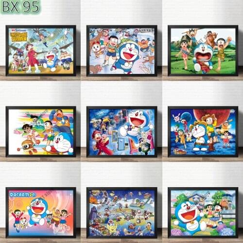 Japanese Cartoon Canvas Painting Wall Art Anime Doraemon Prints Posters Room Decor Pictures for Bedroom Kids Home Decoration