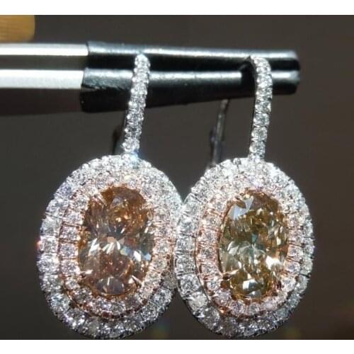 Luxury Oval Drop Earrring AAA Cz Stone Real 925 sterling silver Engagement Wedding Dangle Earrings for women Charm Party Jewelry