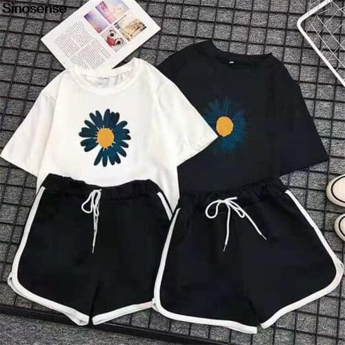 Women Two Piece Set Floral Print T Shirts And Shorts Sets Summer Casual Joggers Tracksuit Sports Outfits Plus Size Clothing 5XL