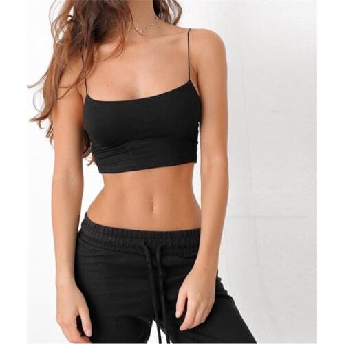 Hot Sell Summer Womens Solid Color Slimming Knitted Sling Vest Girl Short Length Camis Sexy Off Shoulder White female Crop Top