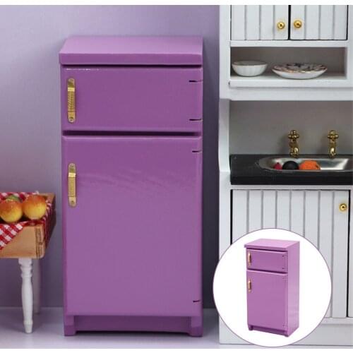 1/12 Dollhouse Miniature Accessories Mini Wooden Fridge Refrigerator Freezer Simulation Furniture Toys For Doll House
