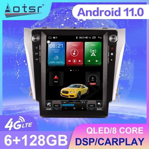 128G Android 11 Tesla Style For Toyota Camry 7 XV 50 55 2013 - 2017 Car Radio Multimedia Player Navigation GPS HeadUnit No 2din