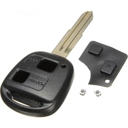 2 Buttons Lock and Unlock Remote Key Fob Shell Rubber Pad Switch Blade Key Case Black Repair Replacement Cover For Toyota Yaris