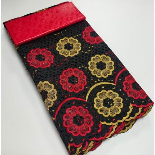 2021 High Quality African Tulle Lace Fabric Swiss Cotton Damask Embroidery White Wedding Party Dress 2.5+2.5Yards CP027