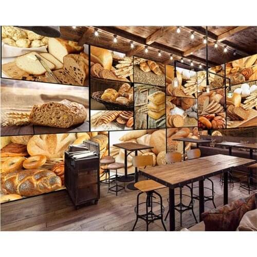 Beibehang 3d wallpaper Custom bread baking cafe milk tea dessert shop decorative painting background wall art wallpaper mural