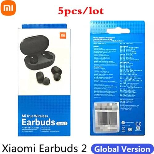 5 pieces/lot Original Xiaomi Earphones Global Version Airdots 2 Mi True Wireless Earbuds Basic 2 Bluetooth 5.0 Game Mode Low SBC
