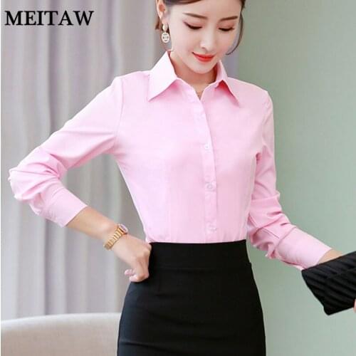 5XL Autumn Chiffon Blouse Women White Shirt Plus Size Casual Long Sleeve Solid Tops 2020 Elegant Slim Work Wear Office Shirts