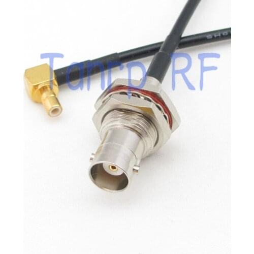 6in BNC female with nut bulkhead to SMB plug male right angle RF adapter 15CM Pigtail coaxial jumper RG174 extension cord cable