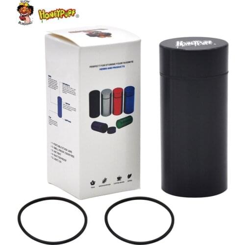 HONEYPUFF Aluminum Stash Jar Waterproof Rubber Airtight Herb/Tobacco Smell Proof Container Storage Stash Can