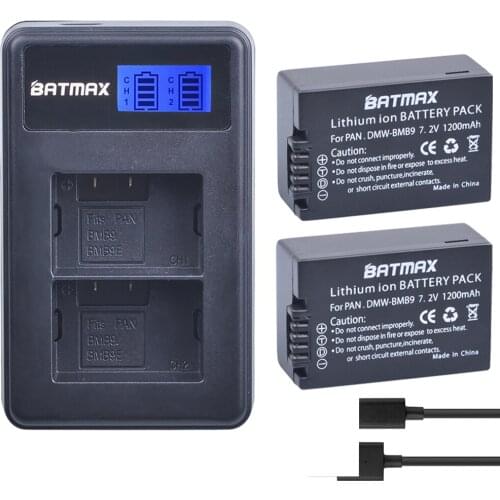 Batmax 1200mAh DMW-BMB9 camera battery+LCD Dual Charger for Panasonic Lumix DMC-FZ40K,FZ45K, FZ47K,FZ48K,FZ60,FZ70,FZ100,FZ150