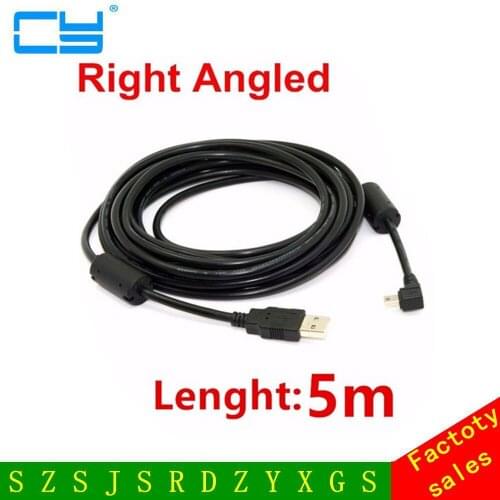 Free Shipping tracking number USB 2.0 Male to Mini USB Right Angled 90 Degree Cable 5m 500cm for Camera MP4 Cell Phone Tablet