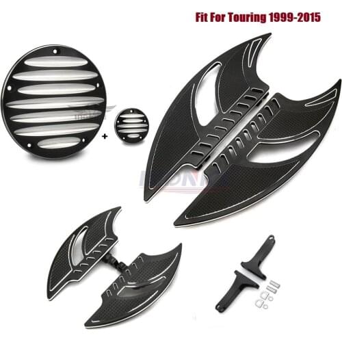 Black Tomahawk front passenger Floorboards Foot Rests Derby Cover timer cover Fit For harley 2006-2015 Street Glide FLHX 1999-20