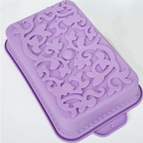 Decorative Pattern Rectangle Silicone Cake Molds For Baking Mousse Jelly French Dessert Mold Pastry Baking Chocolate Tools K814