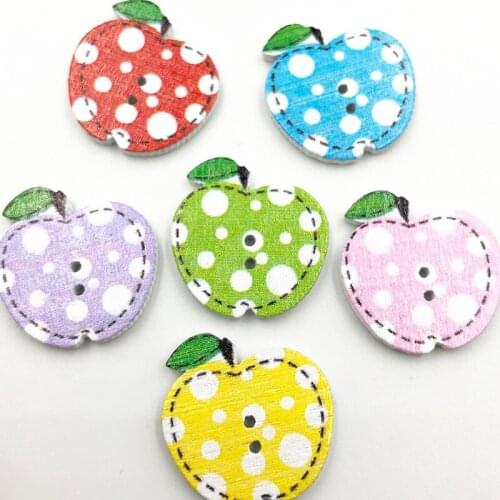 Mixed Apples Pattern Wooden Buttons For Clothes Crafts Sewing Decorative Needlework Scrapbooking DIY WB686