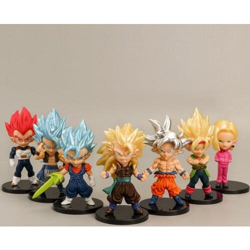 7Pcs/Set The Second Generation Dragon Ball Action Figure Super Saiyan Goku Veget Gogeta Doll Model Ornaments