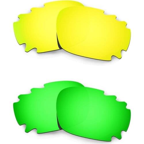 HKUCO For Racing Jacket-Asian Fit Vented Sunglasses Replacement Polarized Lenses 2 Pairs - Gold & Green