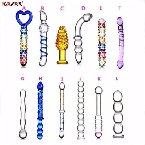 IGRARK 12PCS/Lot Glass Anal Dildo Butt Plug Crystal Anal Beads Fake Penis Erotic Sex Toy for Women Adult Products for Couples