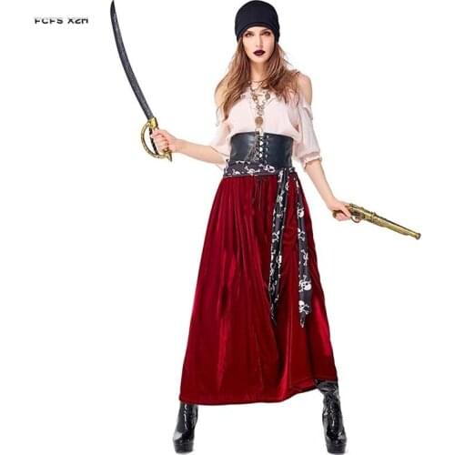 M-XL Female Warrior Cosplay Women Halloween Pirate Costume Carnival Purim parade stage show Masquerade Bar Role play party dress