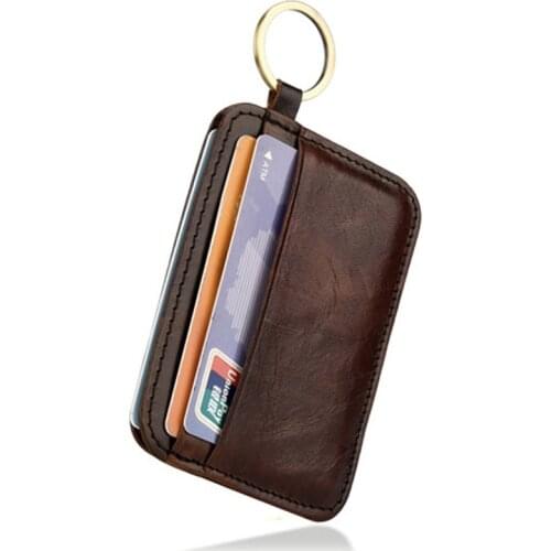 New Vintage Genuine Leather Mini Wallet Mens Credit Card Holder Slim Clutch Money Bag Small Coin Purse For Women